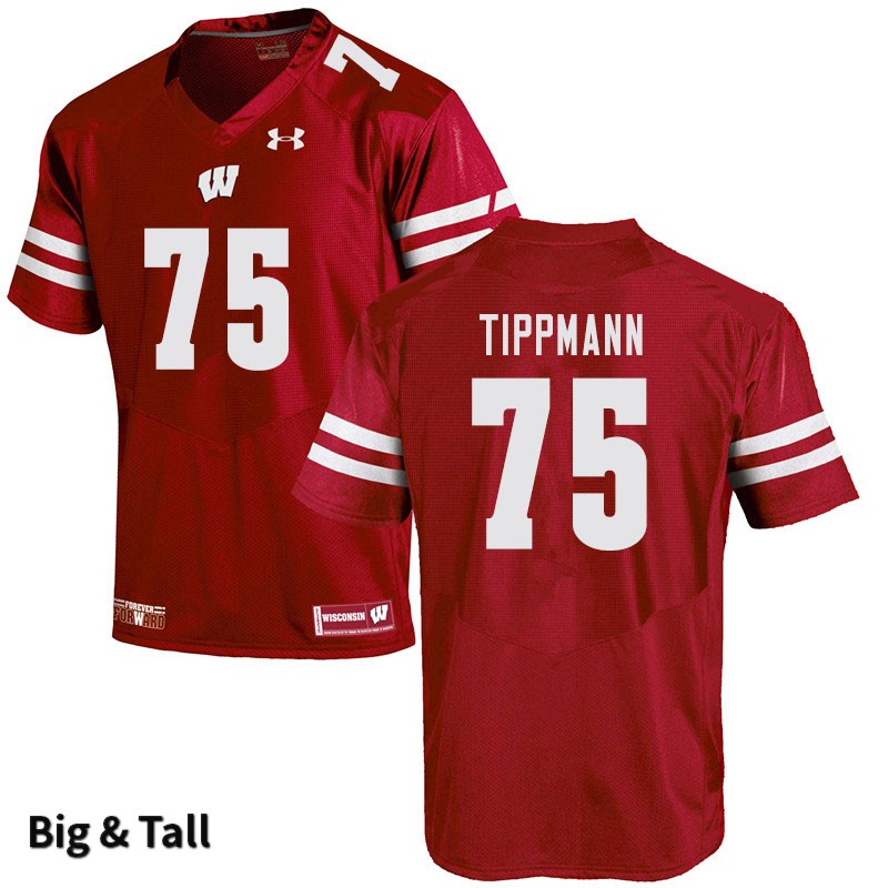 Wisconsin Badgers Men's #75 Joe Tippmann NCAA Under Armour Authentic Red Big & Tall College Stitched Football Jersey PB40U35MX